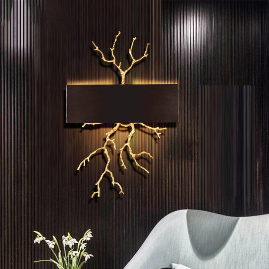Rectangle Copper Iron Lampshade 2 - Light Wall Sconce Lamp
