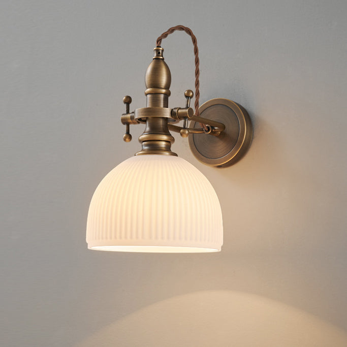 Hat Full Copper Glass Lampshade 1 - Light Wall Sconce Lamp