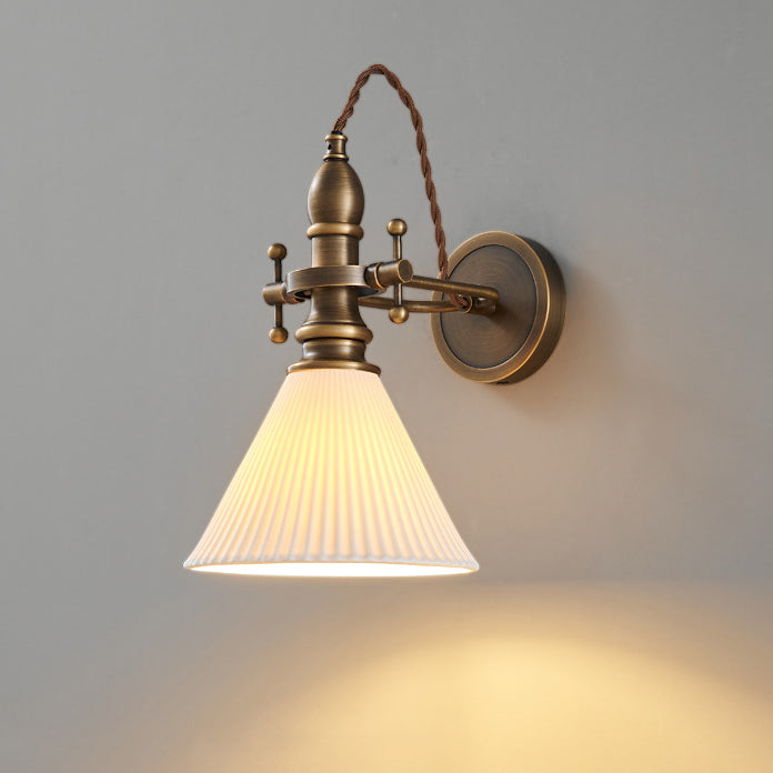 Hat Full Copper Glass Lampshade 1 - Light Wall Sconce Lamp