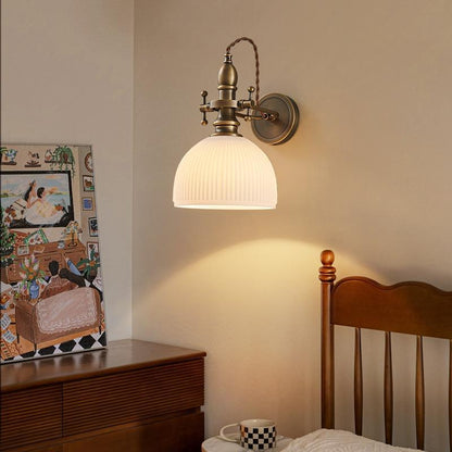 Hat Full Copper Glass Lampshade 1 - Light Wall Sconce Lamp