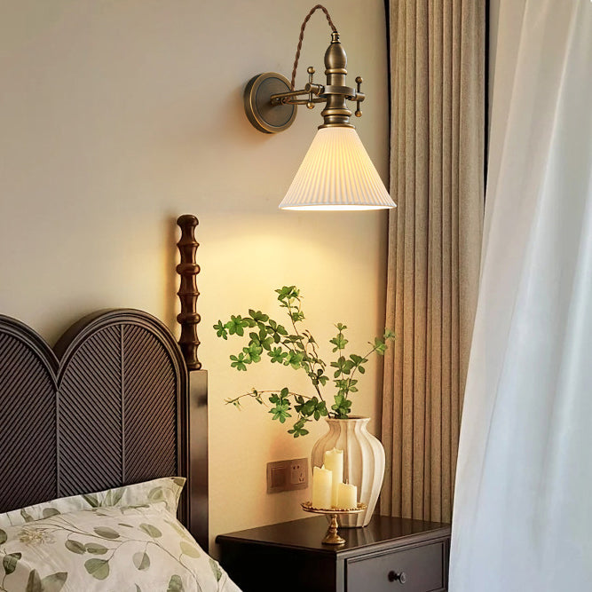 Hat Full Copper Glass Lampshade 1 - Light Wall Sconce Lamp