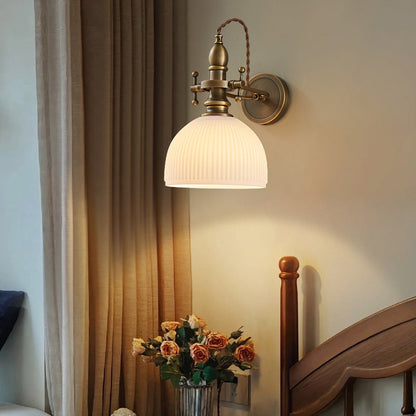 Hat Full Copper Glass Lampshade 1 - Light Wall Sconce Lamp