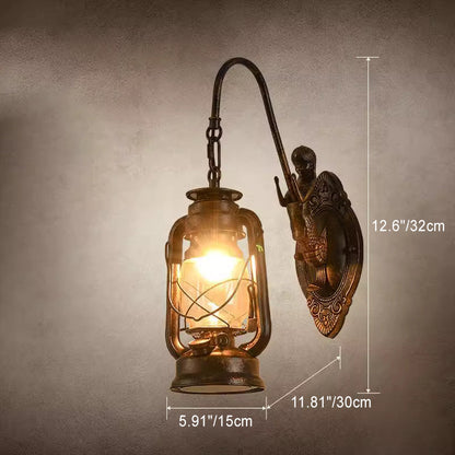 Glass Iron Lampshade 1/2 - Light Wall Sconce Lamp