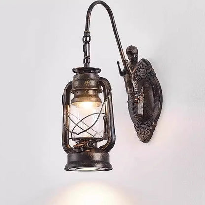 Glass Iron Lampshade 1/2 - Light Wall Sconce Lamp