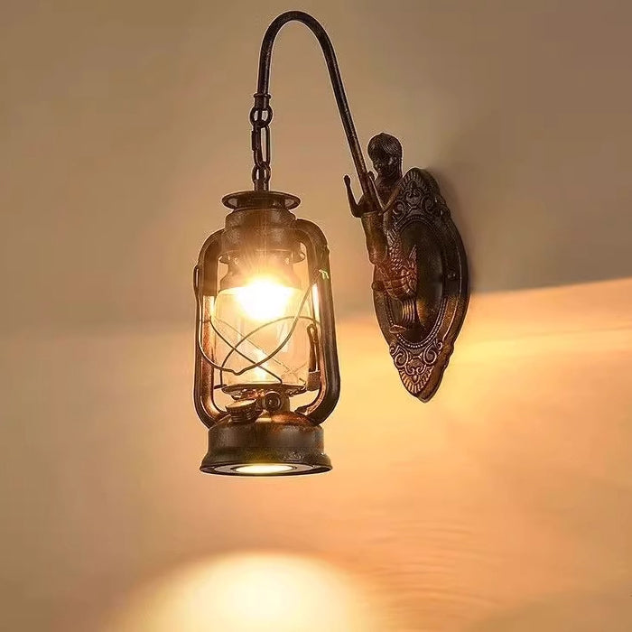 Glass Iron Lampshade 1/2 - Light Wall Sconce Lamp