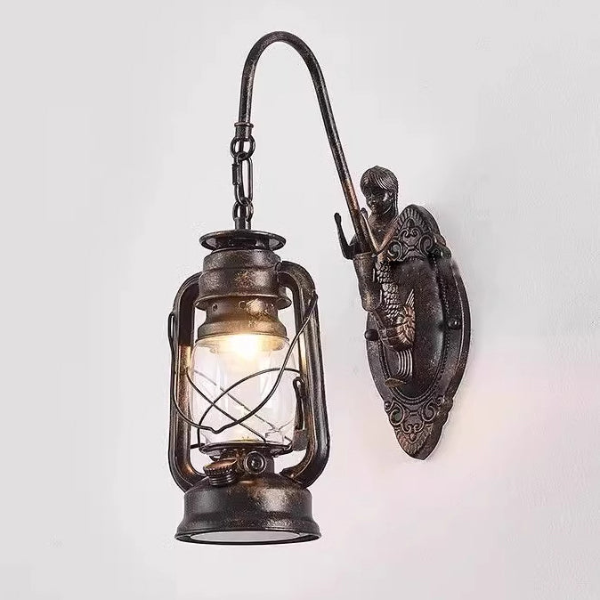 Glass Iron Lampshade 1/2 - Light Wall Sconce Lamp