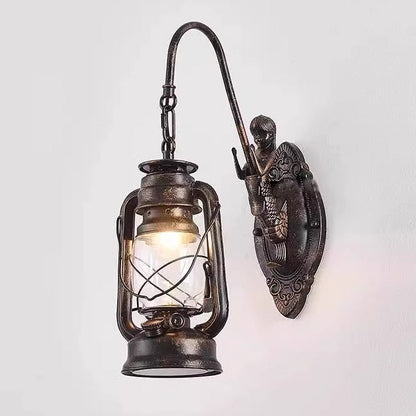 Glass Iron Lampshade 1/2 - Light Wall Sconce Lamp