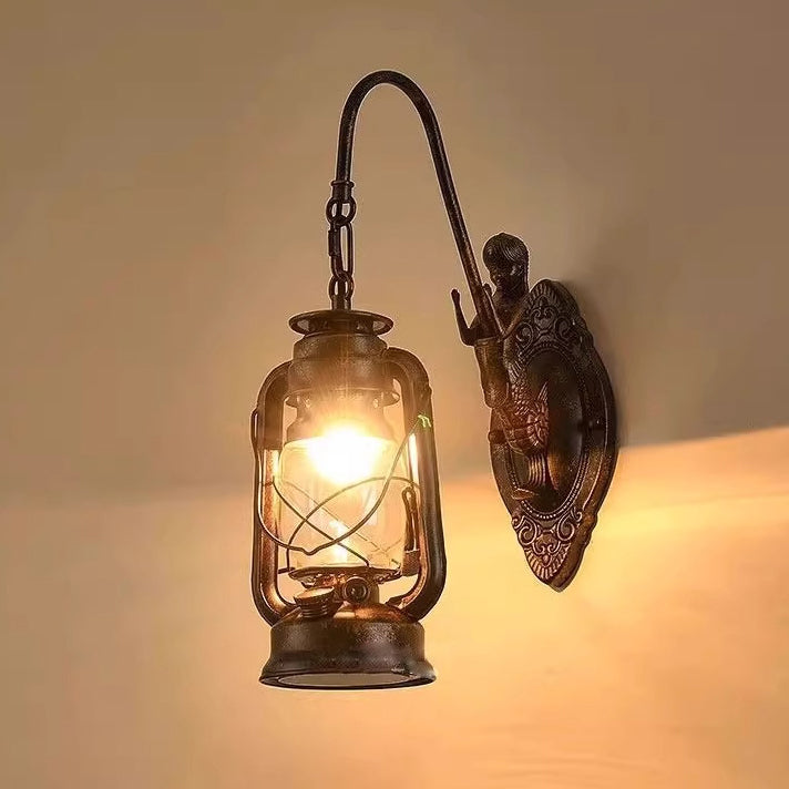 Glass Iron Lampshade 1/2 - Light Wall Sconce Lamp
