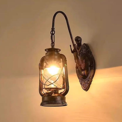 Glass Iron Lampshade 1/2 - Light Wall Sconce Lamp