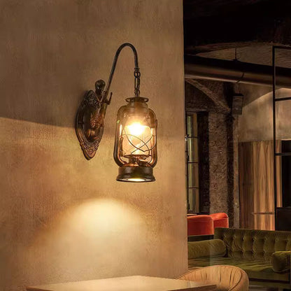 Glass Iron Lampshade 1/2 - Light Wall Sconce Lamp