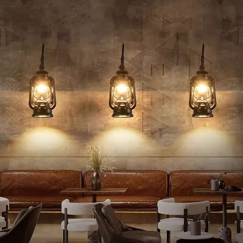 Glass Iron Lampshade 1/2 - Light Wall Sconce Lamp
