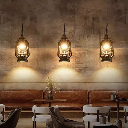 Glass Iron Lampshade 1/2 - Light Wall Sconce Lamp