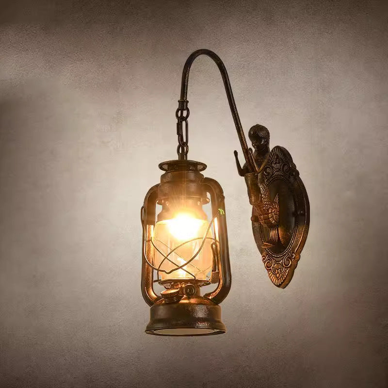 Glass Iron Lampshade 1/2 - Light Wall Sconce Lamp