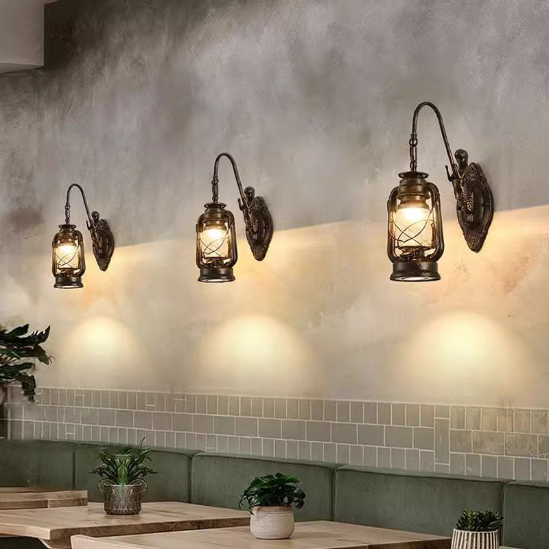 Glass Iron Lampshade 1/2 - Light Wall Sconce Lamp