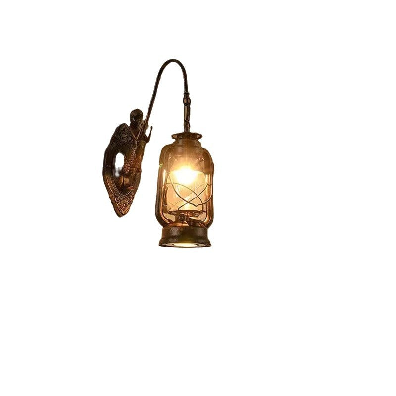 Glass Iron Lampshade 1/2 - Light Wall Sconce Lamp