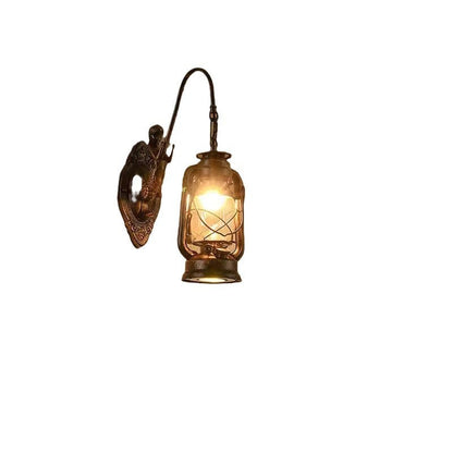 Glass Iron Lampshade 1/2 - Light Wall Sconce Lamp