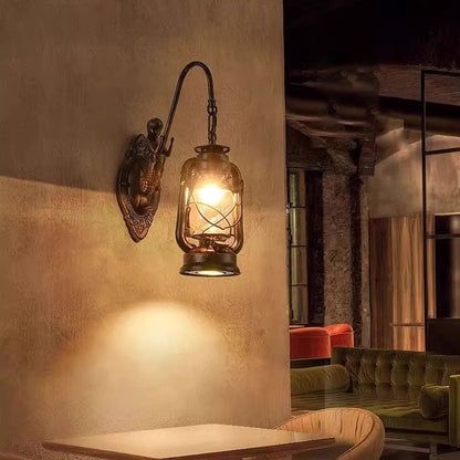 Glass Iron Lampshade 1/2 - Light Wall Sconce Lamp