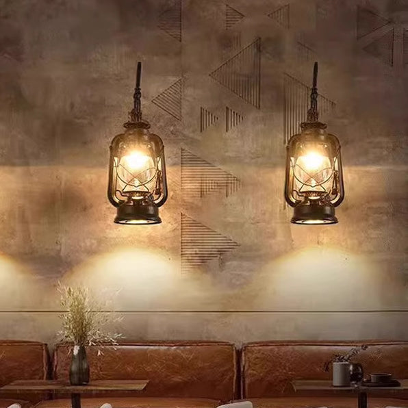 Glass Iron Lampshade 1/2 - Light Wall Sconce Lamp