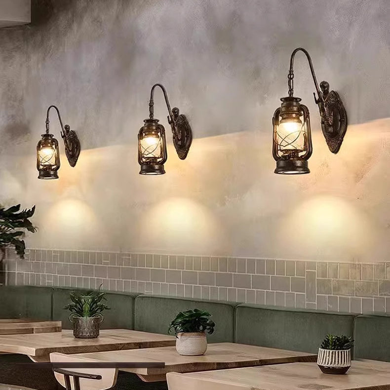 Glass Iron Lampshade 1/2 - Light Wall Sconce Lamp