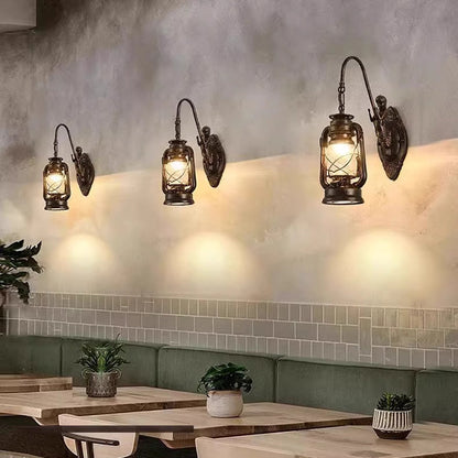 Glass Iron Lampshade 1/2 - Light Wall Sconce Lamp