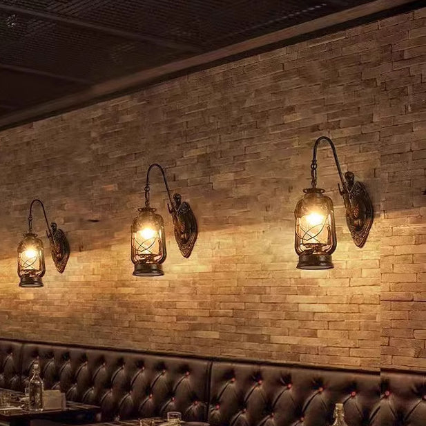 Glass Iron Lampshade 1/2 - Light Wall Sconce Lamp