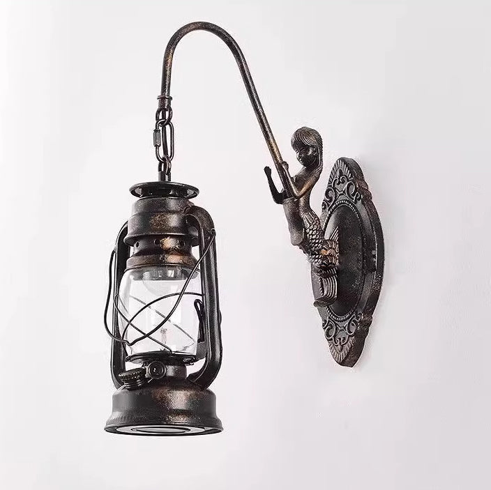 Glass Iron Lampshade 1/2 - Light Wall Sconce Lamp