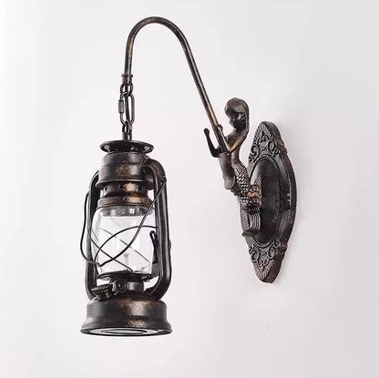 Glass Iron Lampshade 1/2 - Light Wall Sconce Lamp