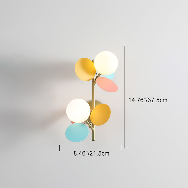 Leaves Glass Lampshade Iron 1/2 - Light Wall Sconce Lamp