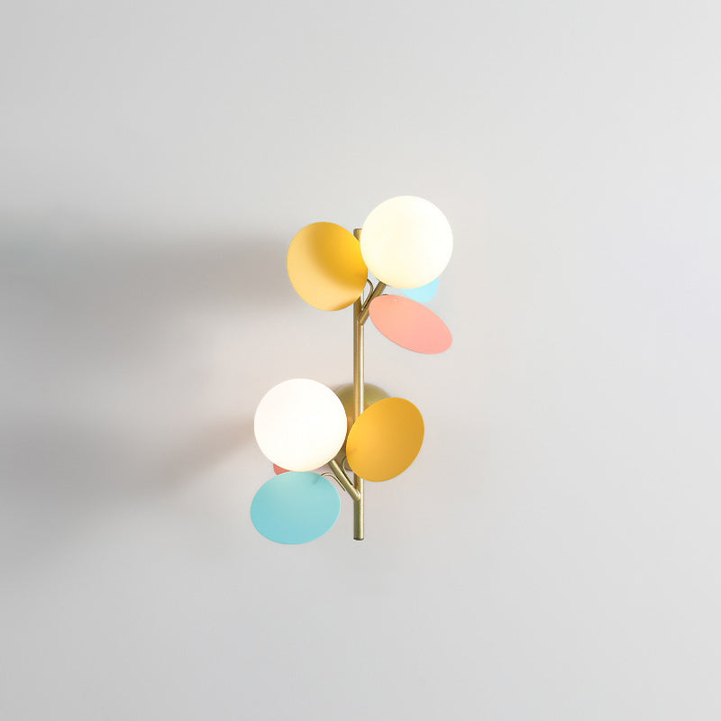 Leaves Glass Lampshade Iron 1/2 - Light Wall Sconce Lamp