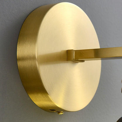 Chinese Branch Flowers Copper Glass LED Wall Sconce Lamp