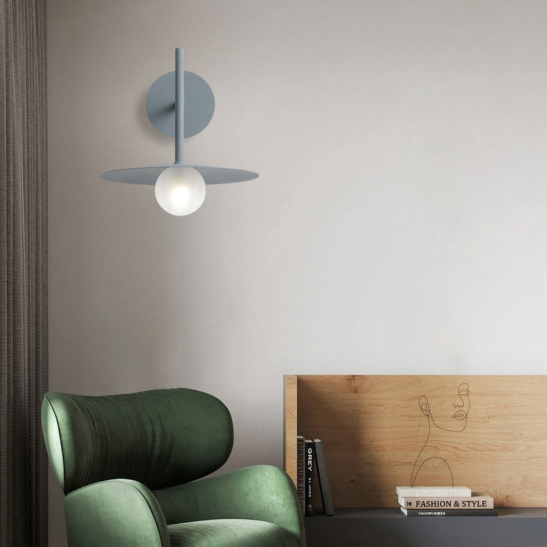 Simplicity Glass Lampshade Iron 1 - Light Wall Sconce Lamp