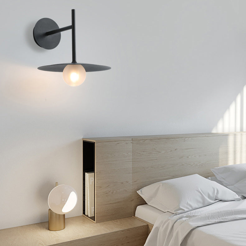Simplicity Glass Lampshade Iron 1 - Light Wall Sconce Lamp