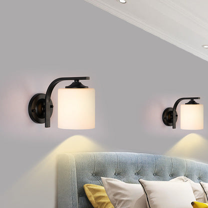 Simplicity Glass Lampshade Iron 1 - Light Wall Sconce Lamp