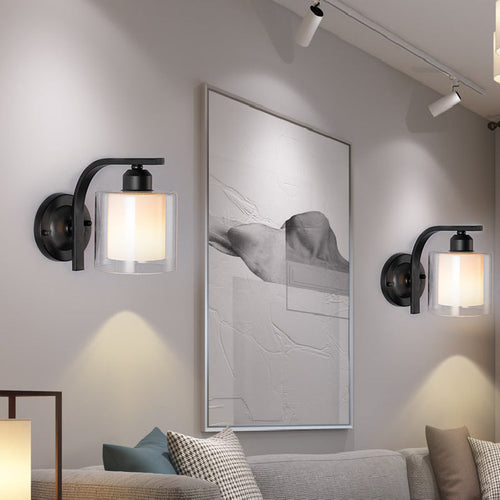 Simplicity Glass Lampshade Iron 1 - Light Wall Sconce Lamp