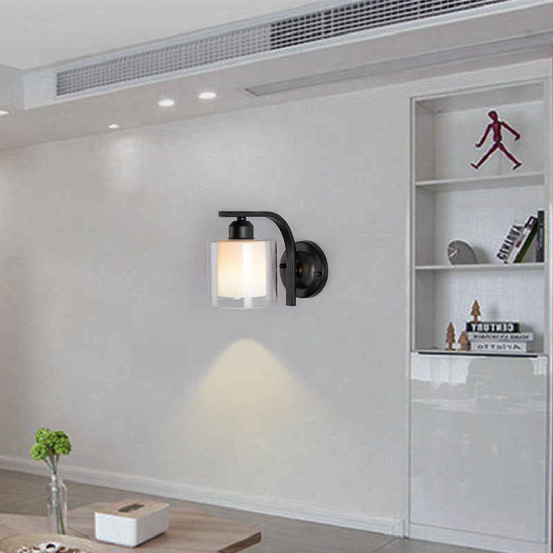 Simplicity Glass Lampshade Iron 1 - Light Wall Sconce Lamp