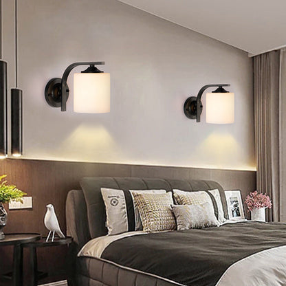 Simplicity Glass Lampshade Iron 1 - Light Wall Sconce Lamp