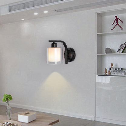Simplicity Glass Lampshade Iron 1 - Light Wall Sconce Lamp