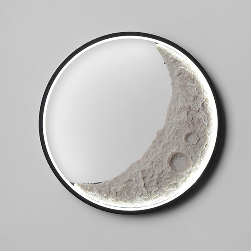 Round Moon Resin Iron Lampshade LED Wall Sconce Lamp