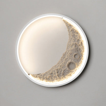 Round Moon Resin Iron Lampshade LED Wall Sconce Lamp