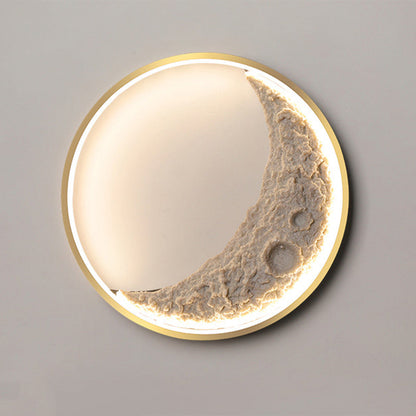 Round Moon Resin Iron Lampshade LED Wall Sconce Lamp