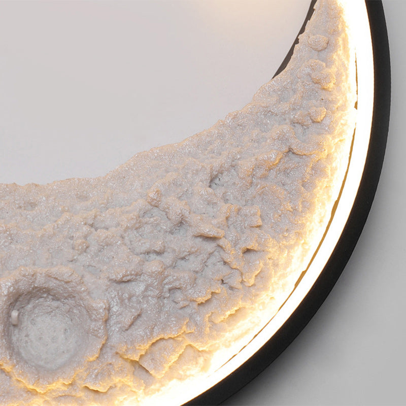 Round Moon Resin Iron Lampshade LED Wall Sconce Lamp