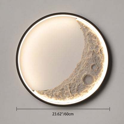 Round Moon Resin Iron Lampshade LED Wall Sconce Lamp