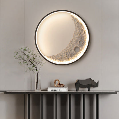 Round Moon Resin Iron Lampshade LED Wall Sconce Lamp