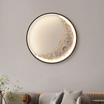 Round Moon Resin Iron Lampshade LED Wall Sconce Lamp