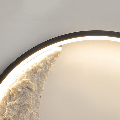 Round Moon Resin Iron Lampshade LED Wall Sconce Lamp