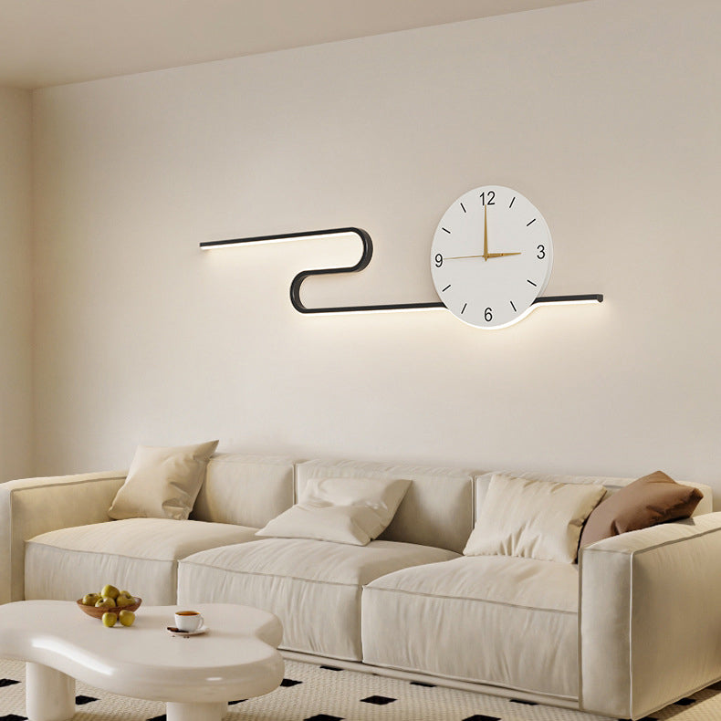 Long Clock Iron Acrylic Lampshade LED Wall Sconce Lamp