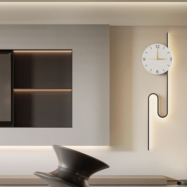 Long Clock Iron Acrylic Lampshade LED Wall Sconce Lamp