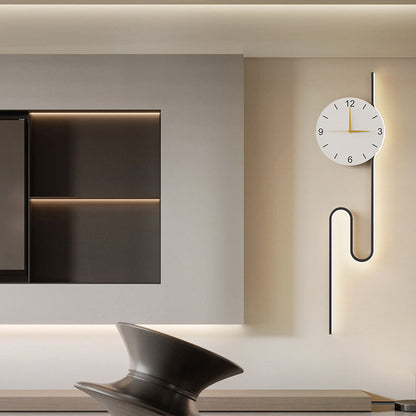 Long Clock Iron Acrylic Lampshade LED Wall Sconce Lamp