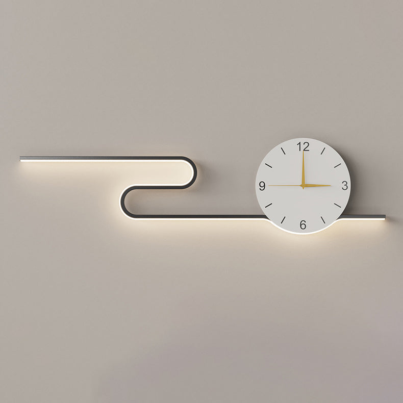 Long Clock Iron Acrylic Lampshade LED Wall Sconce Lamp
