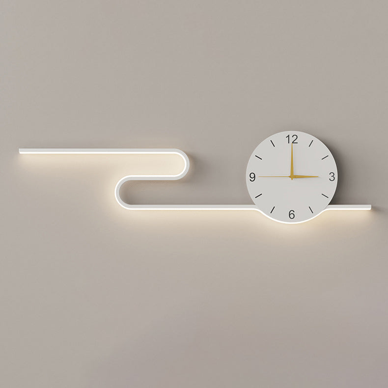 Long Clock Iron Acrylic Lampshade LED Wall Sconce Lamp
